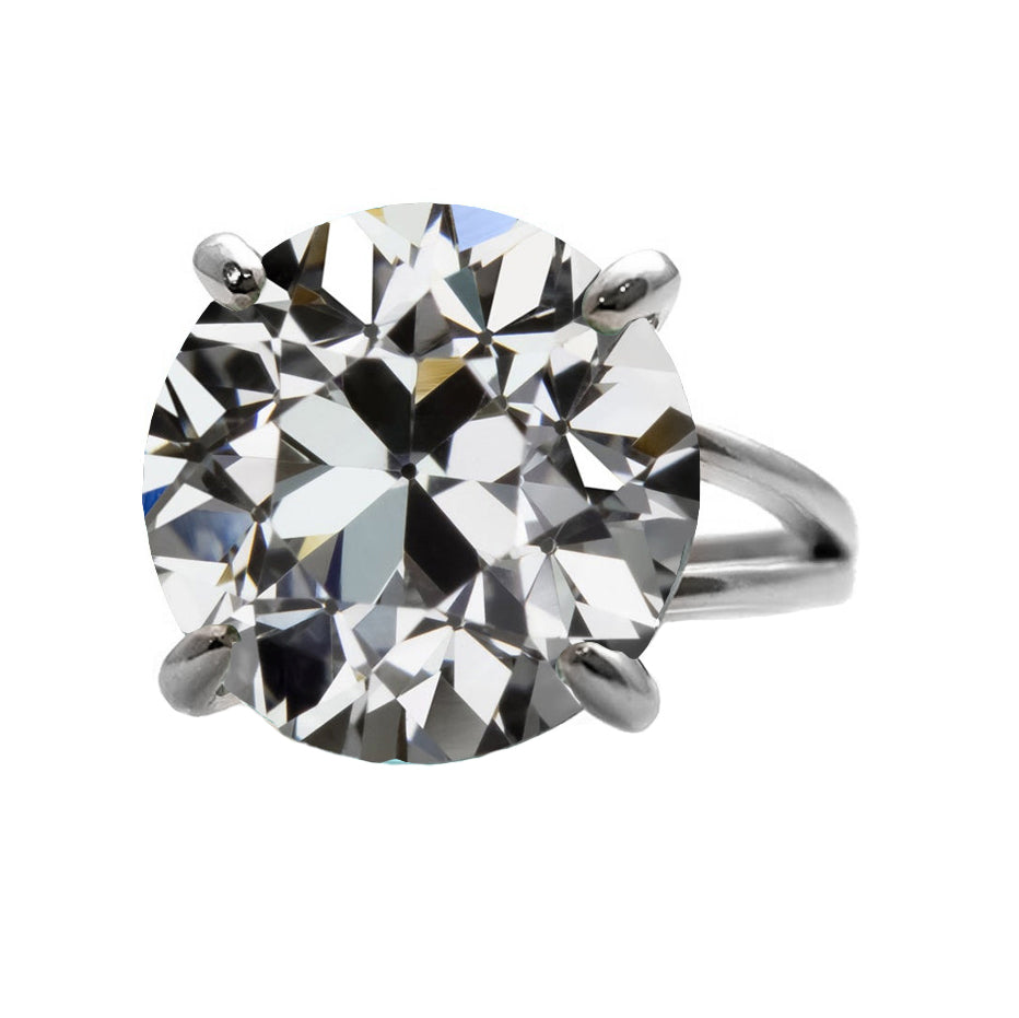 Taglio Old Mine Diamante Fine anello in Oro 14 Carati Bianco – vista principale