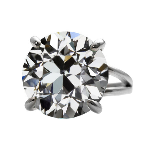 Taglio Old Mine Diamante Fine anello in Oro 14 Carati Bianco – vista principale