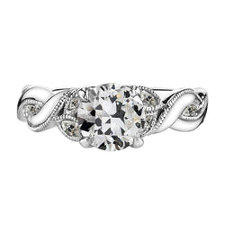 Firmato Anello di Proposta con Diamante Fine Bordo Perlato – 2