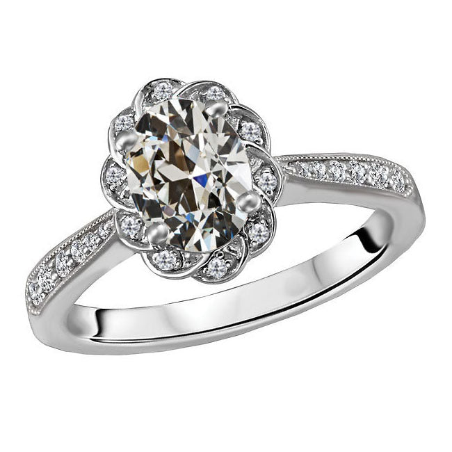 Brillante Anello di Fidanzamento Halo 6 carati Oro Bianco 14K – vista principale