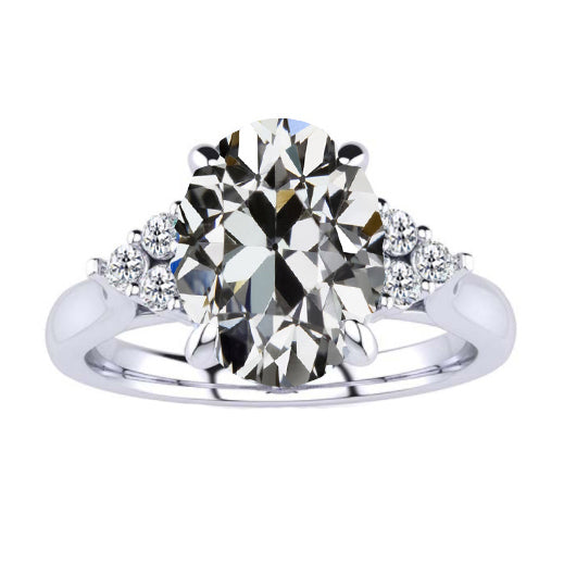 Diamante Anello Solitario con Accenti 4,50 carati Oro Bianco 14K – vista principale