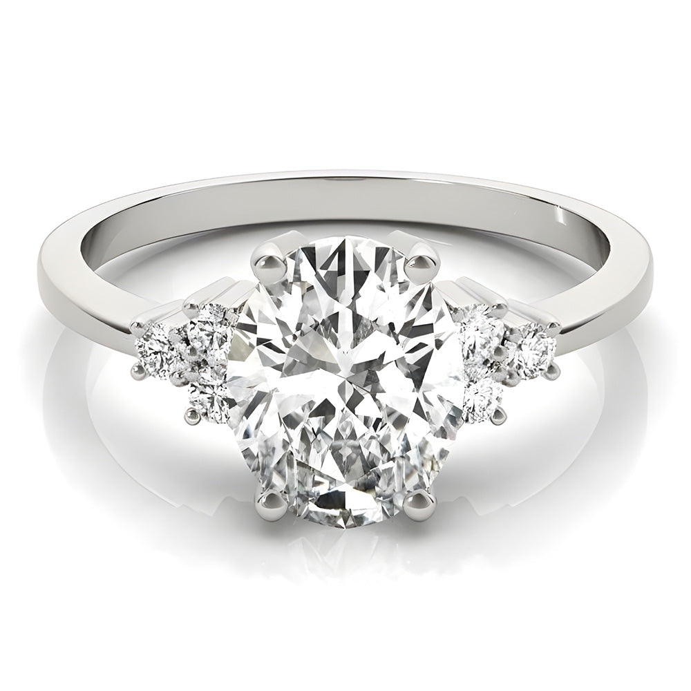 Diamante Anello Solitario con Accenti 4,50-carati Oro Bianco 14K – vista frontale