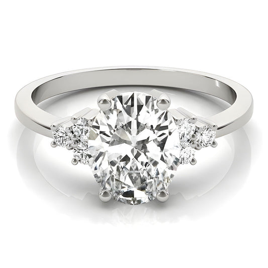 Diamante Anello Solitario con Accenti 4,50-carati Oro Bianco 14K – vista frontale