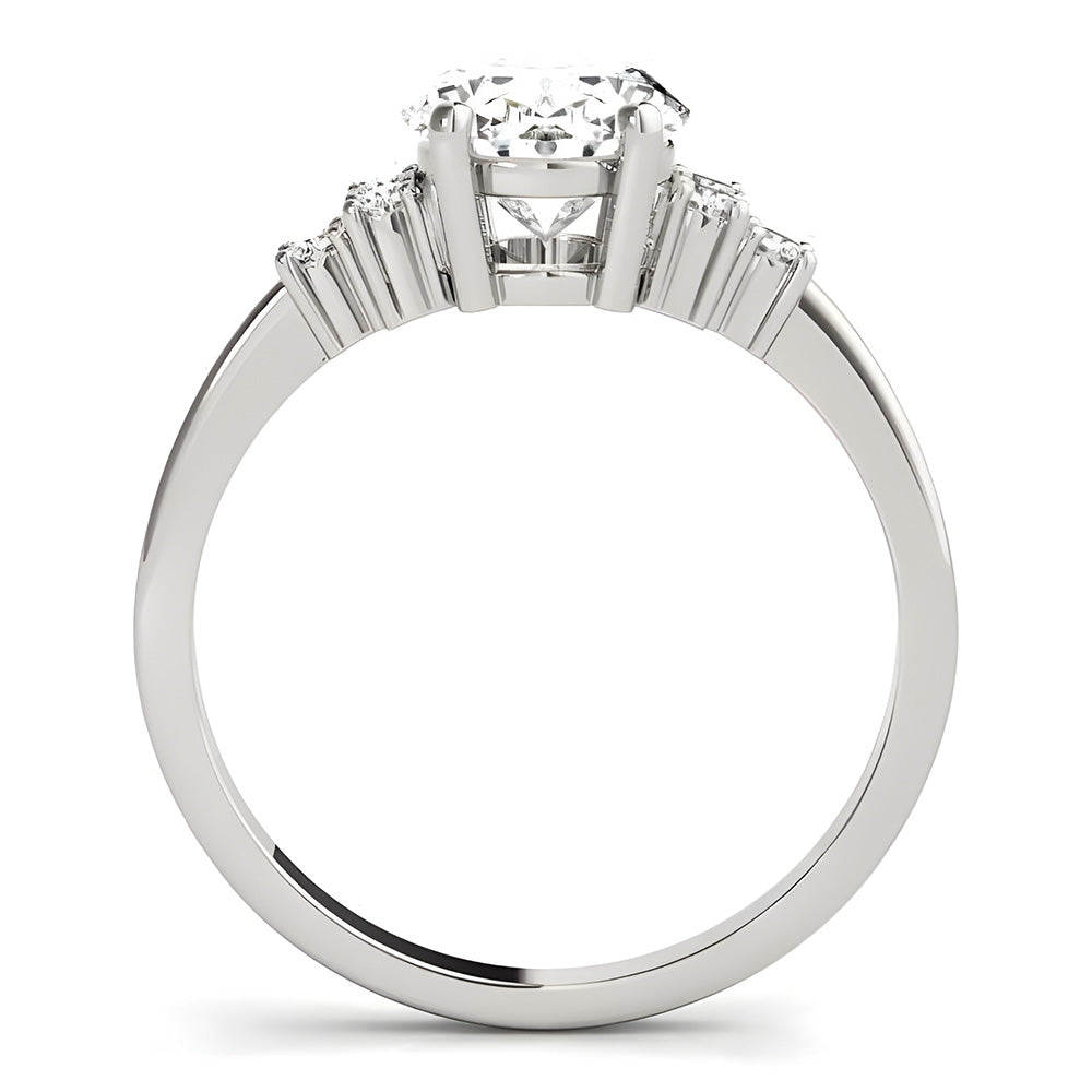 Diamante Anello Solitario con Accenti – vista profilo