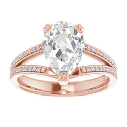 Firmato Anello Nuziale con Diamante Fine Gambo Diviso – 3,50