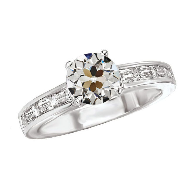 Firmato Diamante Fine Anello Solitario con Accenti 2 carati – vista principale