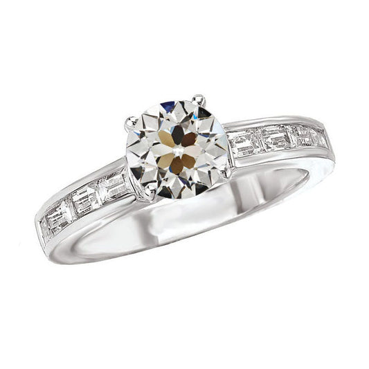 Firmato Diamante Fine Anello Solitario con Accenti 2 carati – vista principale