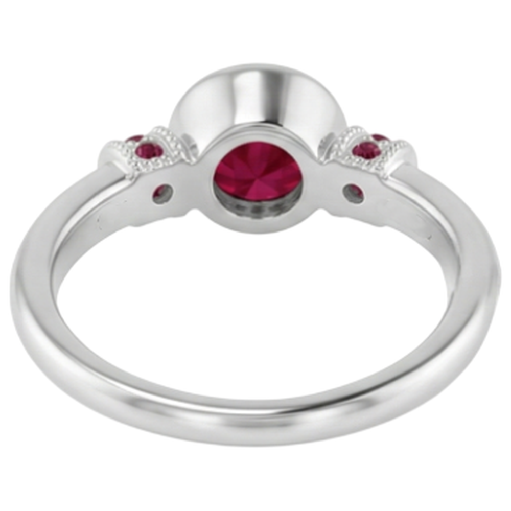 Rubino Milgrain da 1 carato con anello in oro bianco 14K da donna con montatura di gioielli