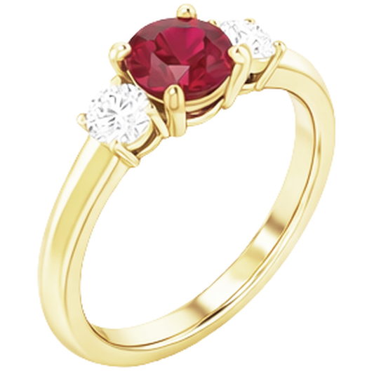 Rubino da 1,25 carati con anello solitario in oro giallo 14K