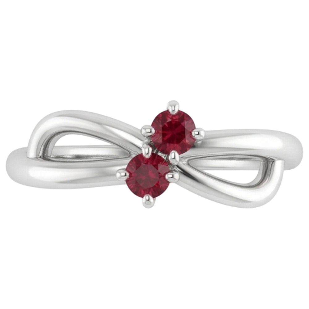 Rubino pietra promessa anello stile gambo nastro oro bianco 14k 0.50 carati