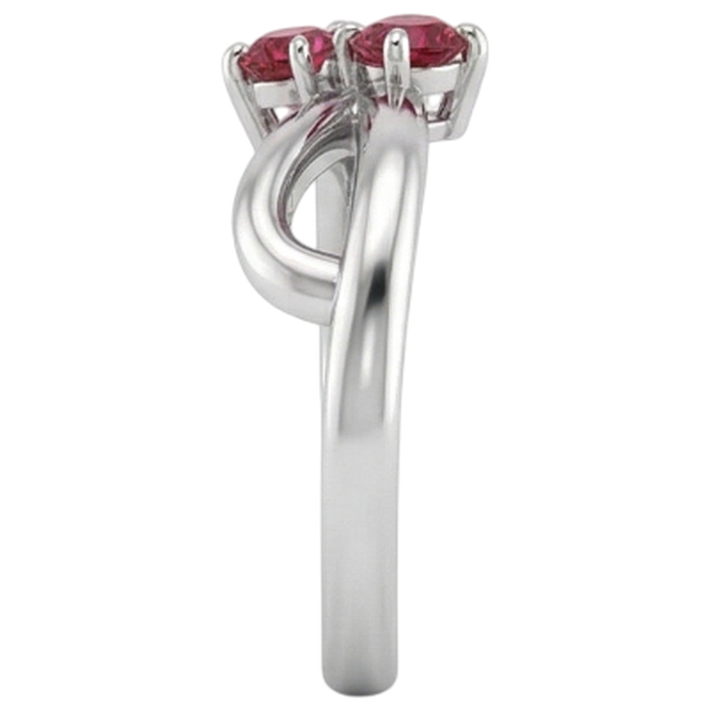 Rubino pietra promessa anello stile gambo nastro oro bianco 14k 0.50 carati
