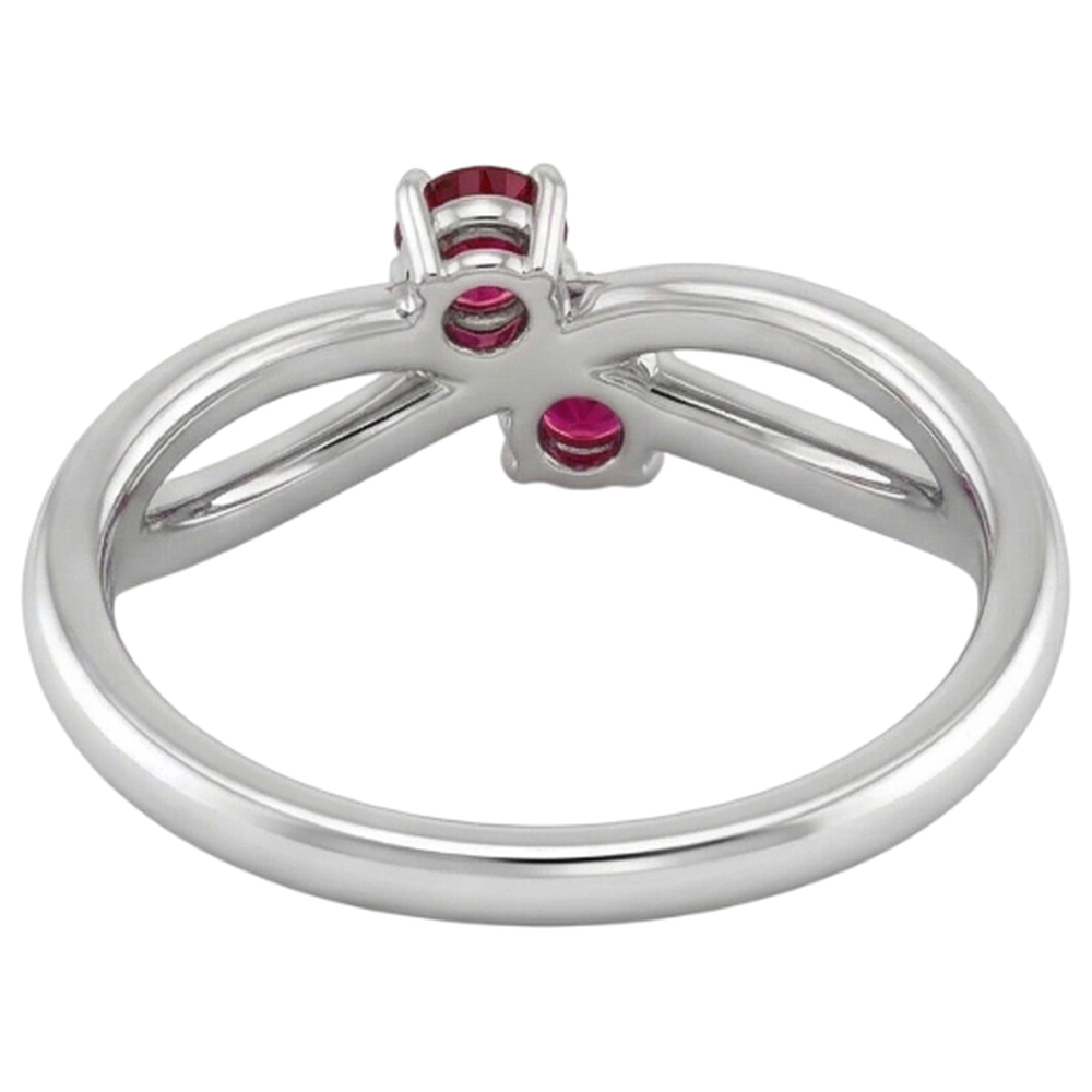 Rubino pietra promessa anello stile gambo nastro oro bianco 14k 0.50 carati