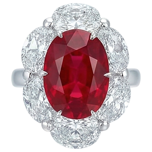 vero oval diamante 5.25carati anello vista frontale