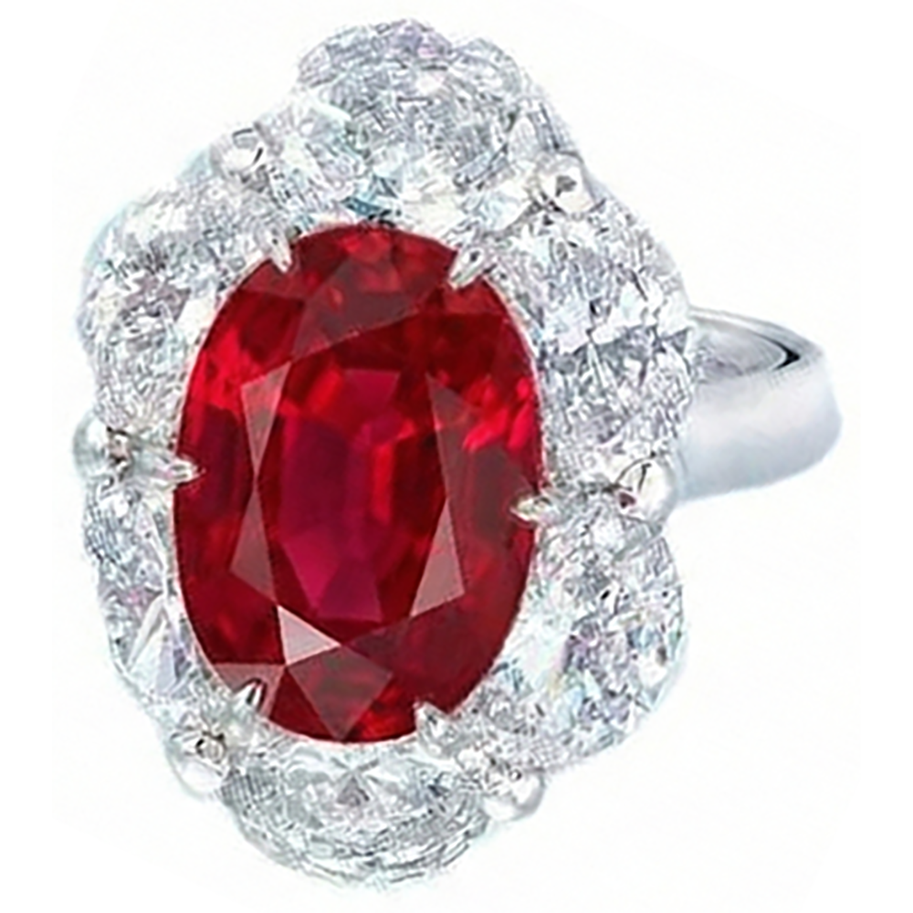 vero oval diamante 5.25carati anello angolo laterale