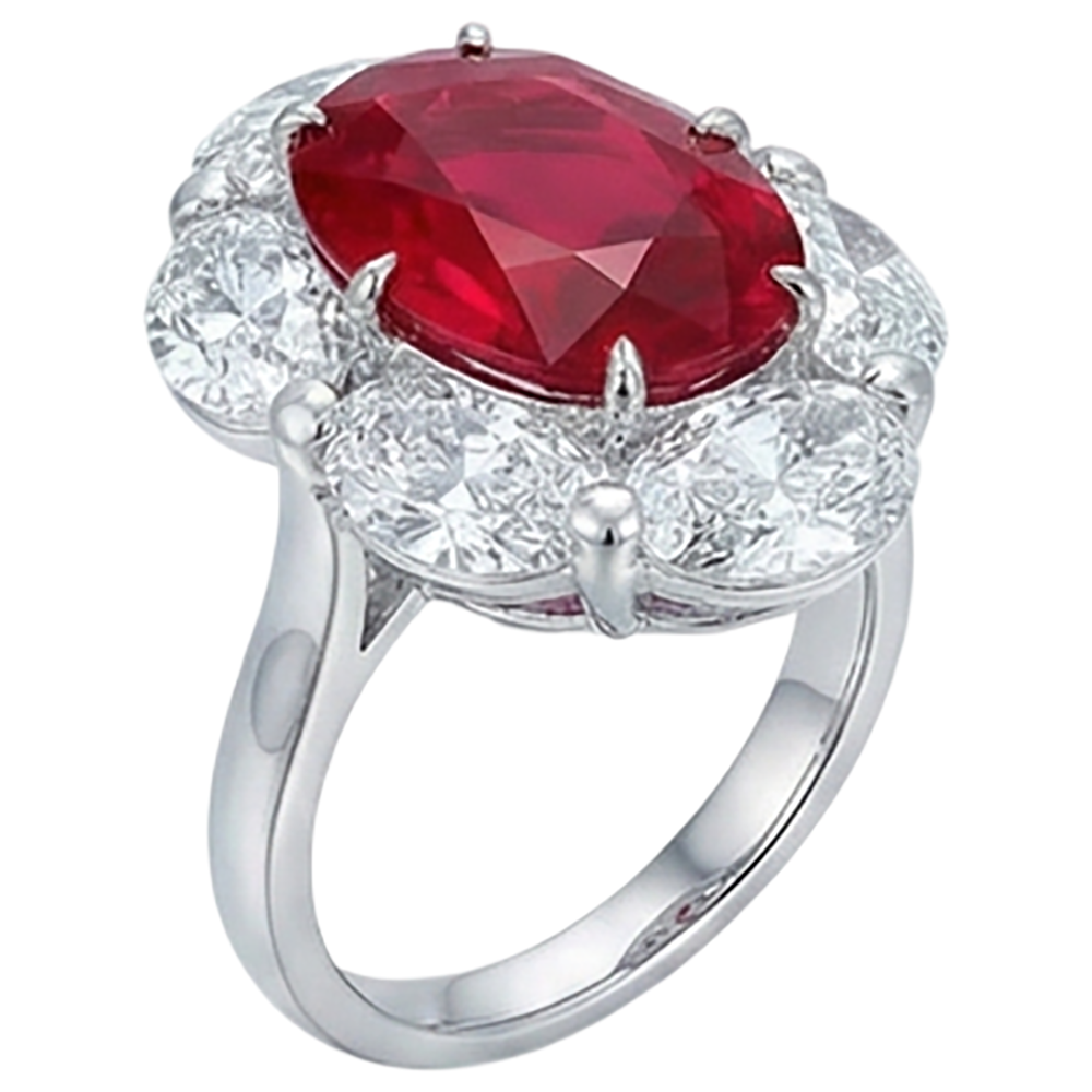 vero oval diamante 5.25carati anello vista dall'alto
