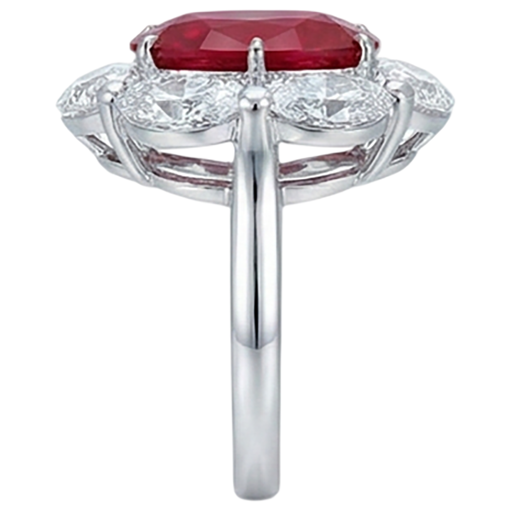 vero oval diamante 5.25carati anello vista di profilo