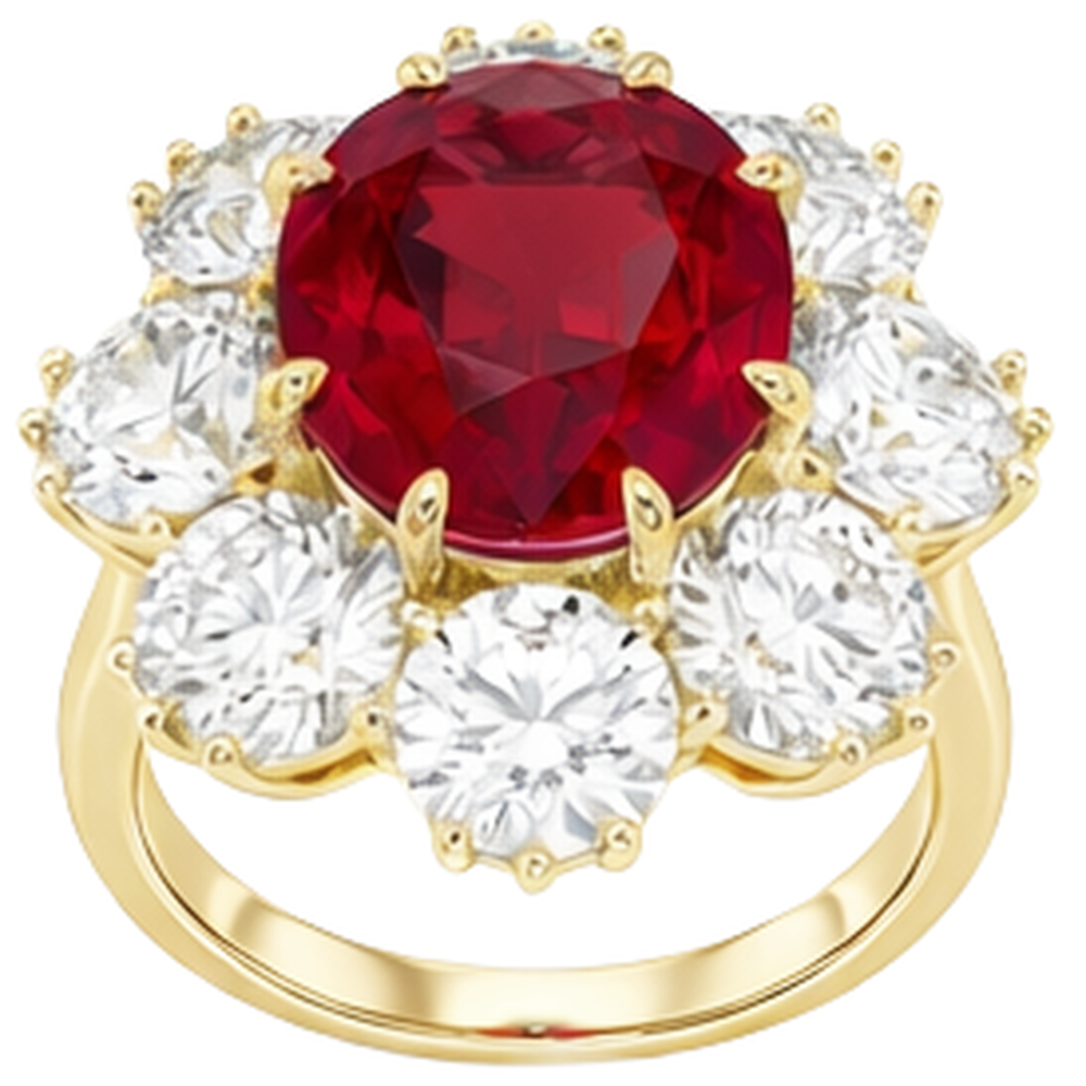Rubino rosso con diamanti 3 carati Anello di fidanzamento in oro giallo 14K