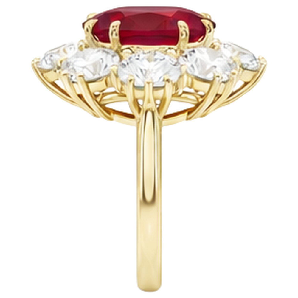 Rubino rosso con diamanti 3 carati Anello di fidanzamento in oro giallo 14K