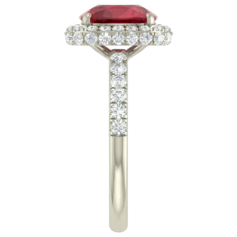 Rubino rosso taglio cuscino con anello di diamanti 10,75 carati gioielli in oro bianco