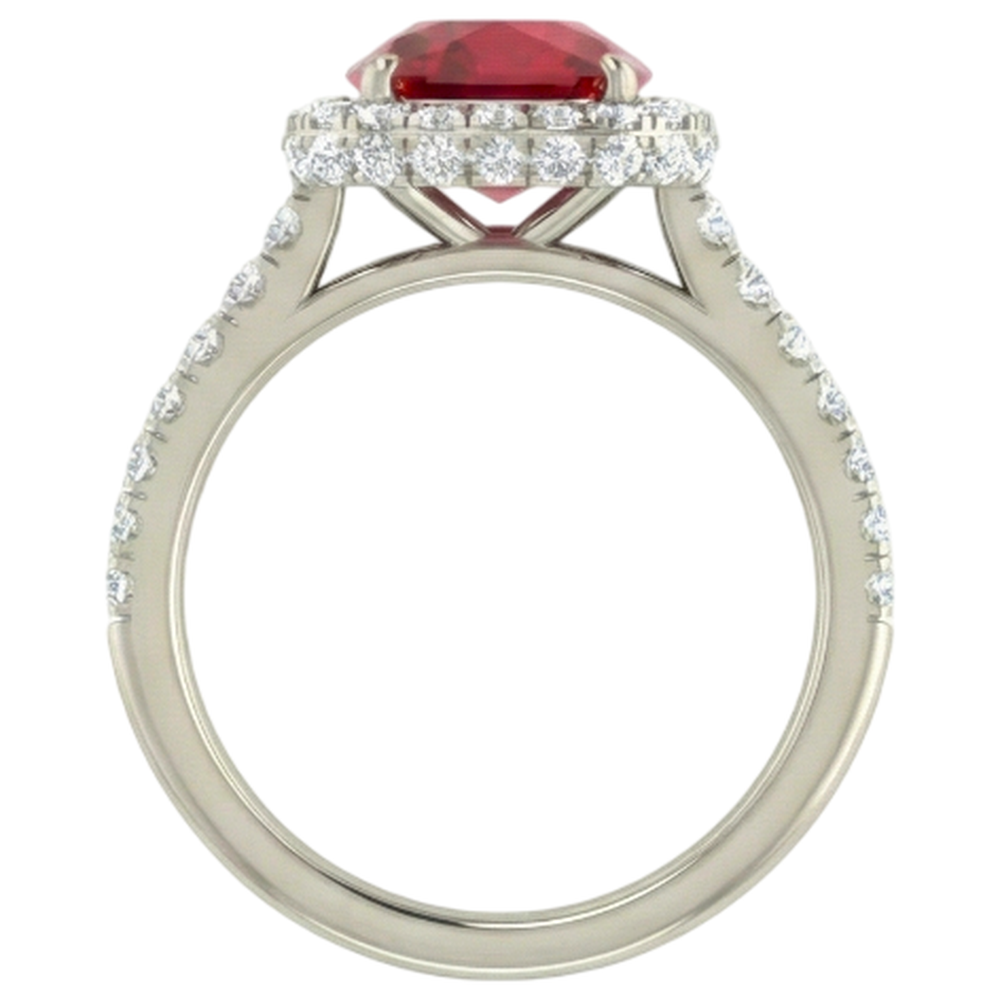 Rubino rosso taglio cuscino con anello di diamanti 10,75 carati gioielli in oro bianco