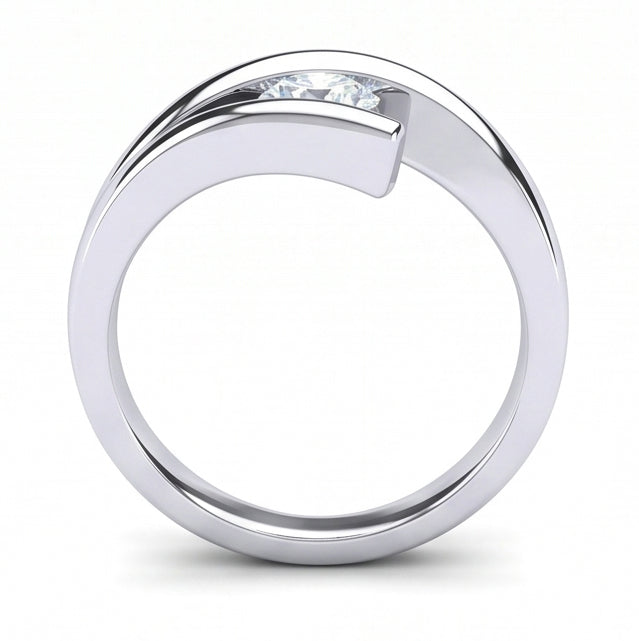 Set Di Anelli Di Fidanzamento Con Naturale Diamante Naturale Autentico ( non creato in laboratorio ) A Taglio Rotondo Da 1 Carato