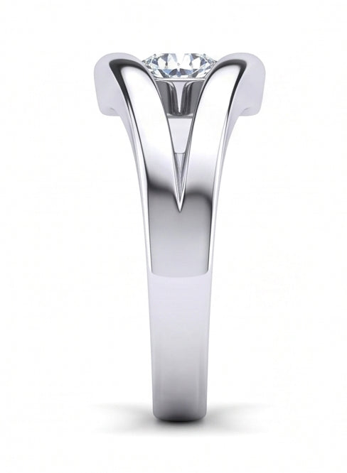 Set Di Anelli Di Fidanzamento Con Naturale Diamante Naturale Autentico ( non creato in laboratorio ) A Taglio Rotondo Da 1 Carato