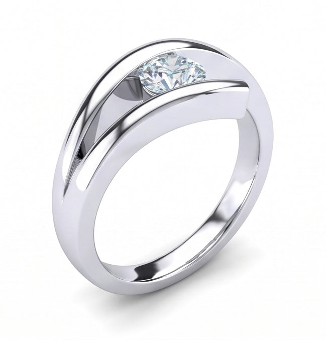 Set Di Anelli Di Fidanzamento Con Naturale Diamante Naturale Autentico ( non creato in laboratorio ) A Taglio Rotondo Da 1 Carato