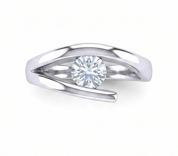 Set Di Anelli Di Fidanzamento Con Naturale Diamante Naturale Autentico ( non creato in laboratorio ) A Taglio Rotondo Da 1 Carato