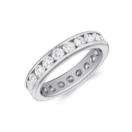 Set Di Canali Fede Nuziale In Oro Bianco 14K Con Genuino Diamanti Rotondi Da 2.20 Ct