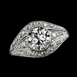 Set Di Castoni Con Anello Rotondo Con Vero Diamanti Taglio Vecchio Miniera. Oro 14K 4.50 Carati