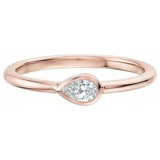 Set Di Castoni Per Anello Di Vero Diamanti Naturali Autentici ( non creati in laboratorio ) Da Vecchio Minatore Solitario In Oro Rosa Con Pera 1 Carato