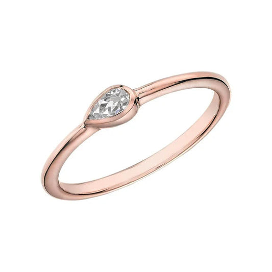 Set Di Castoni Per Anello Di Vero Diamanti Da Vecchio Minatore Solitario In Oro Rosa Con Pera 1 Carato