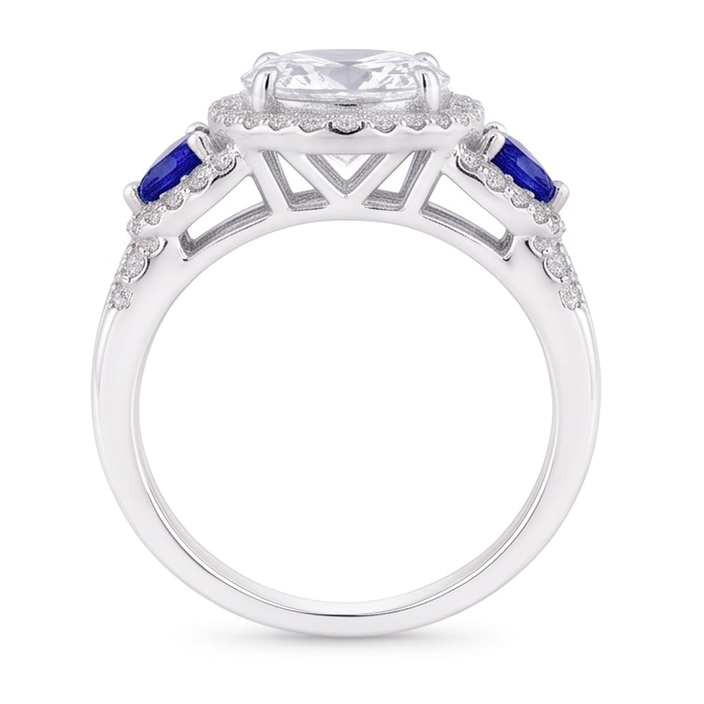 Set Di Fede Nuziale Diamante Blu Zaffiro 5 Carati Gioielli Donna