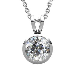 Set Di Gioielli Con Castone Ciondolo Con Vero Diamante A Taglio Rotondo Da 5 Carati Con Oro Bianco 14K