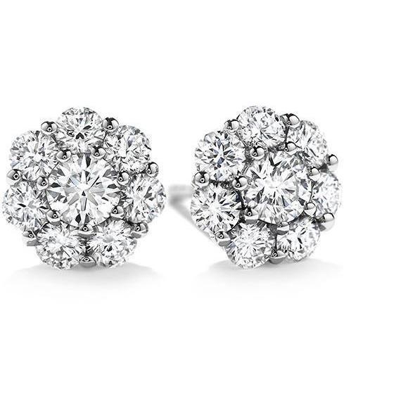 Set Di Punte Taglio Brillante 4.80 Ct. Orecchini Halo Con Genuino Diamanti A Bottone 14K Wg