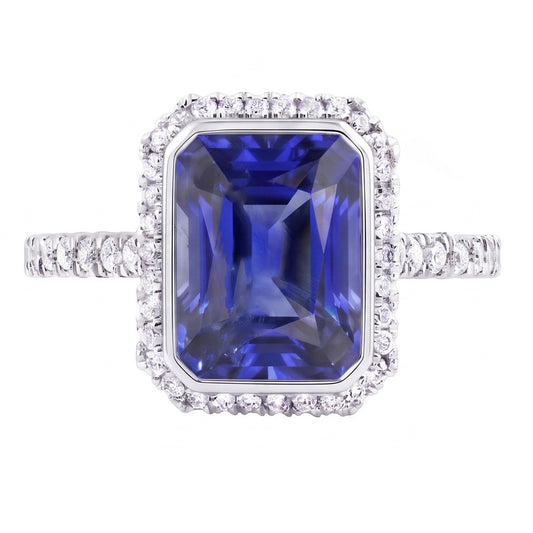 Set di castoni per anello di fidanzamento con diamanti da donna. zaffiro radiante. 4.50 carati