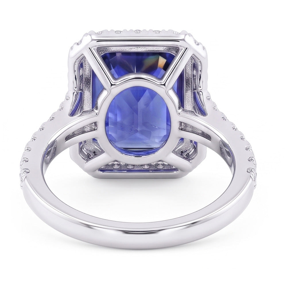 Set di castoni per anello di fidanzamento con diamanti da donna. zaffiro radiante. 4.50 carati