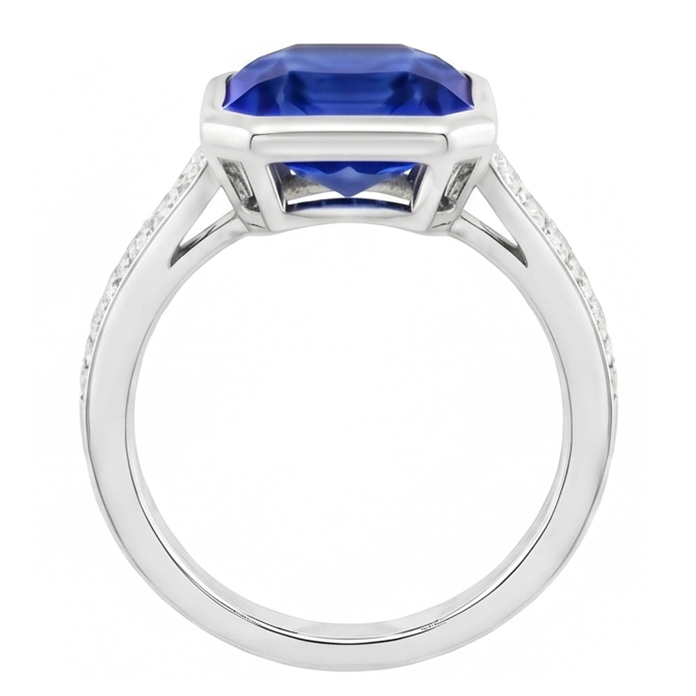 Set di castoni per gioielli con pietre preziose e diamanti Anello con zaffiro blu radiante 3 carati