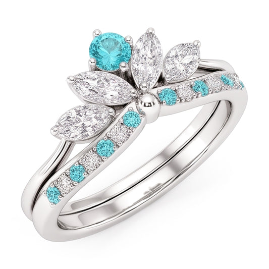 Set di fascia con corona di diamanti e tormalina Paraiba