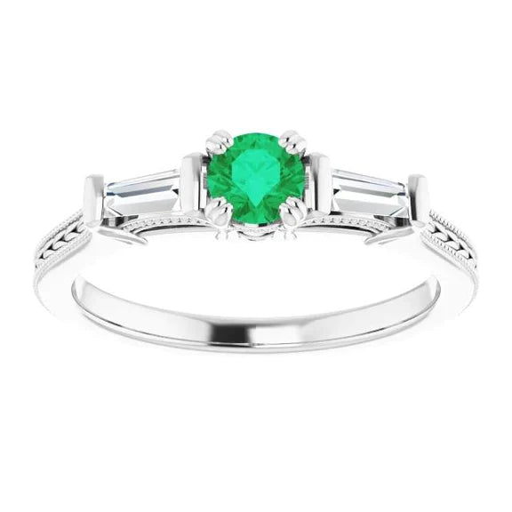 Set di gioielli con anello a doppio artiglio con diamante verde smeraldo in pietra verde smeraldo da 2 carati in stile 