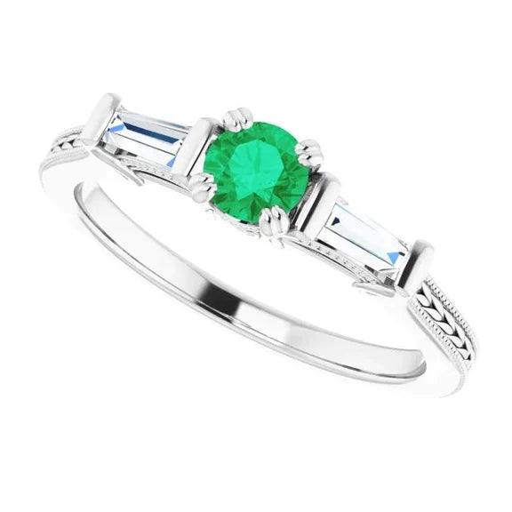  gioielli con anello a doppio artiglio con diamante verde smeraldo in pietra verde smeraldo da 2 carati in stile antico