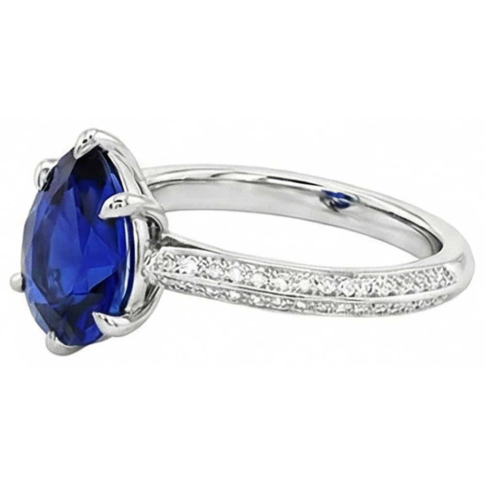 vero round diamante 3.50carati anello vista di profilo
