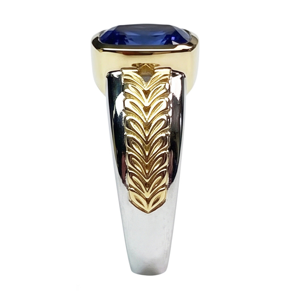 Set di lunetta con cuscino ad anello in tanzanite a due toni da 5,50 carati