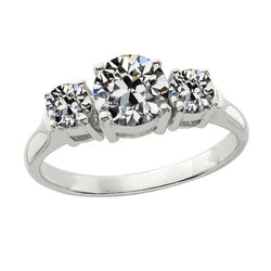 Set Di 3 Anelli Di Vero Diamanti Rotondi Con Taglio Antico In Pietra, Oro 14K, 3,50 Carati