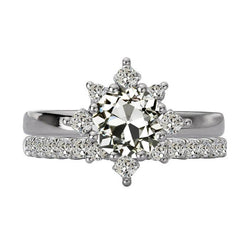 Set Di Anelli Di Fidanzamento Con Cuscino E Naturale Diamante Rotondo A Taglio Antico Stile Stella 5 Carati