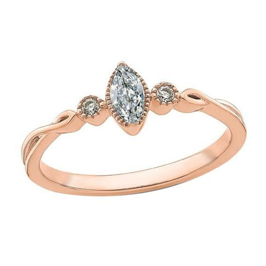 Set Di Castoni Per Anello Di Vero Diamanti Con 3 Pietre Tonde E Marchesa Vecchio Minatore 1,50 Carati