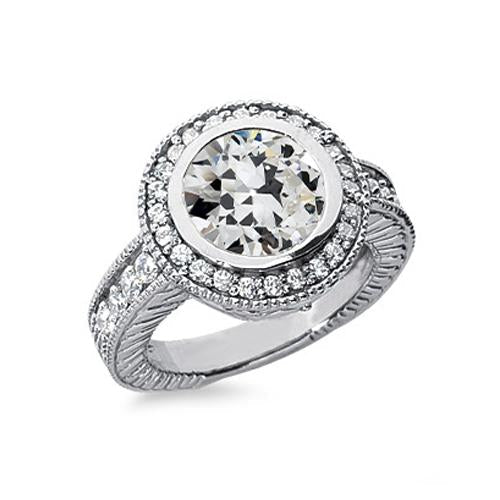 Set Di Castoni Per Anello In Oro Con Vero Diamanti A Taglio Antico, Stile Antico, 3,50 Carati