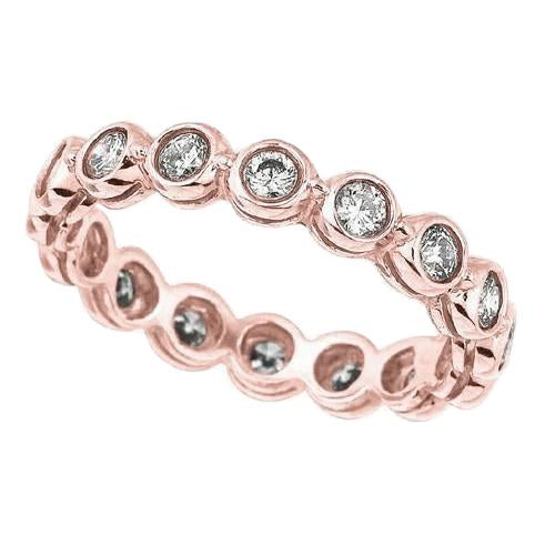 Set Di Castoni Rotondi Con Fascia Eternità In Oro Rosa E Vero Diamanti 1.60 Carati