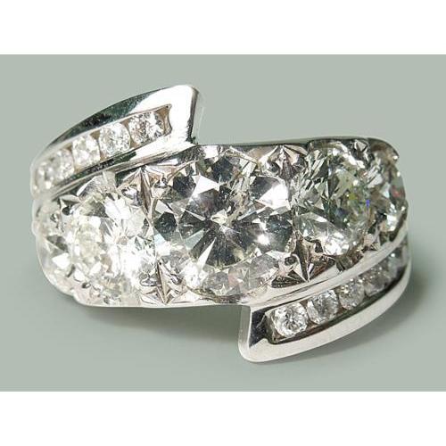 Set Di Fedi Nuziali E Fascia Con Naturale Diamanti Rotondi Da 4.55 Carati