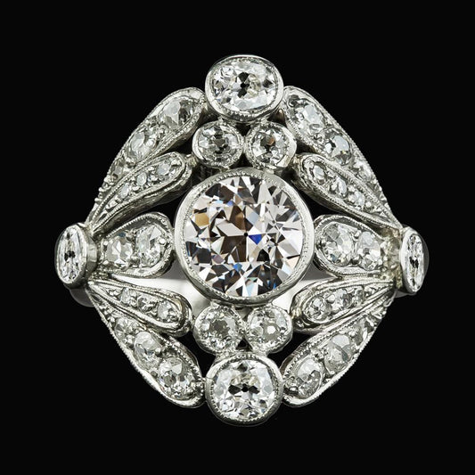 Set Di Gioielli Con Castone Rotondo Con Naturale Diamanti A Taglio Vecchio Miniera, 4 Carati